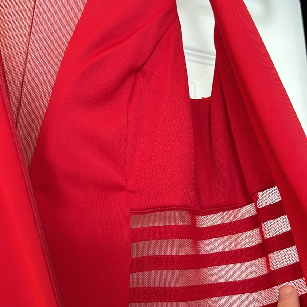 Red Gown with Mesh Cut outs - Picture 10 of 14